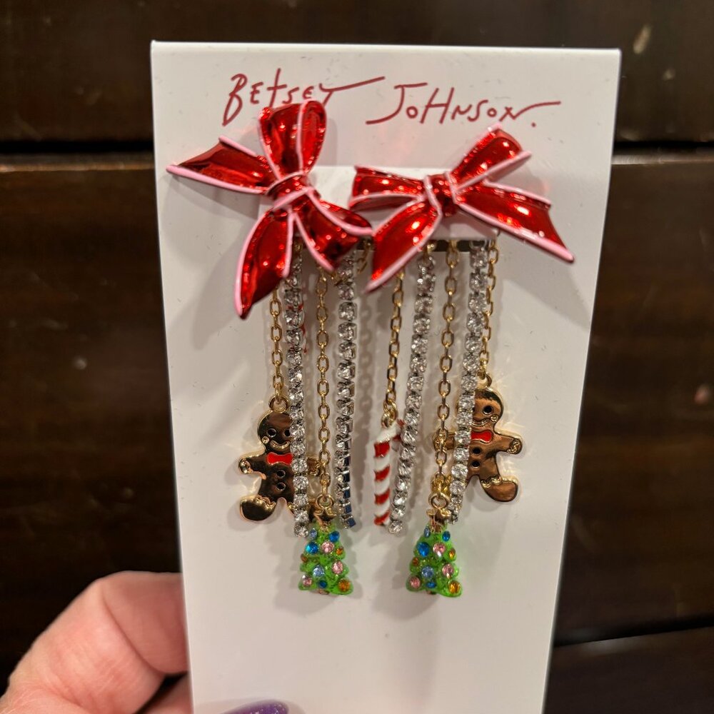Betsey Johnson  Christmas Holiday Dangles Earrings